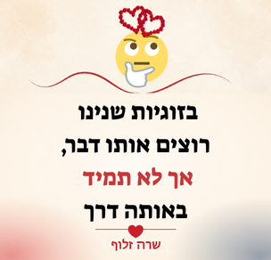בזוגיות שנינו רוצים אותו דבר אך לא תמיד באותה דרך - שרה זלוף