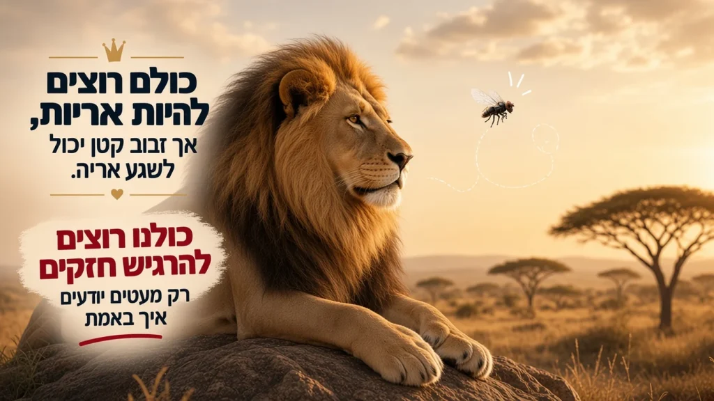 כולם רוצים להיות אריות, אך זבוב קטן יכול לשגע אריה